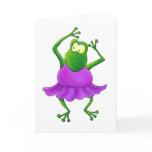 Ballerina Purple Tutu Dancing Frog Greeting Cards