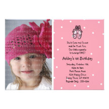 Ballerina Slippers Photo Invitation or Thank You