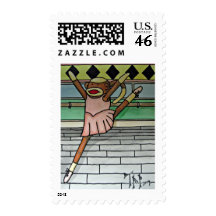 Ballerina Sock Monkey Postage Stamps