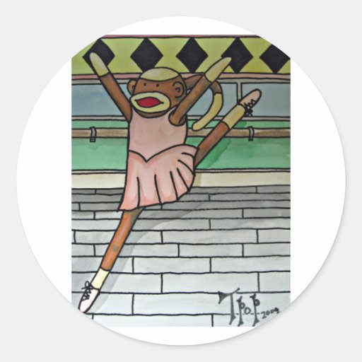 Ballerina Sock Monkey Sticker