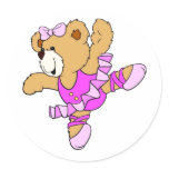 Ballerina Teddy Bear Round Sticker
