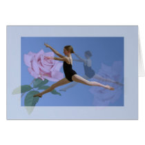 Ballerina with Pink Rose Blank Greeting Card