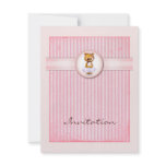 Ballet Bear Vintage Pink Candy Birthday Invitation
