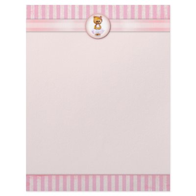 Ballet Bear Vintage Pink Candy Stripe Letterhead by balletsteps