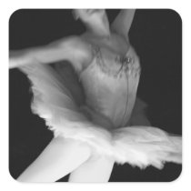 Ballet - Dance - Ballerina 9 - Black & White Square Sticker