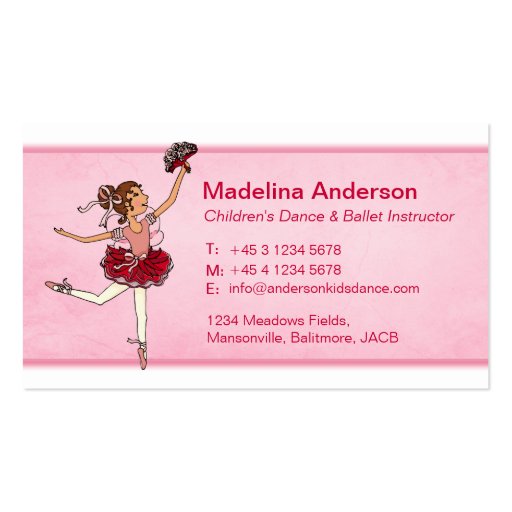 Ballet dance instructor teacher business cards (front side)
