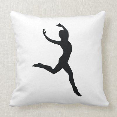 Ballet Elegant Dancing Black Silhouette Pillow
