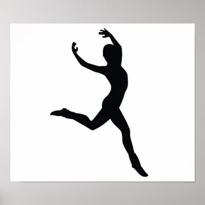 Ballet Elegant Dancing Black Silhouette Poster
