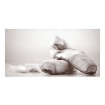 Ballet Pointe Shoes on Dance Floor Template Personalized Photo Card