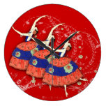 Ballet Printemps Dancing Ballerina Trio Clock red