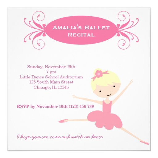 Ballet Recital Custom Invitations