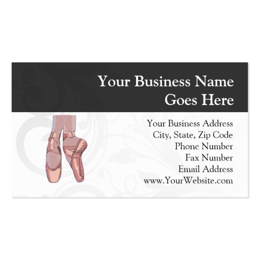 Ballet Slippers Toe Shoes Business Card Template (front side)