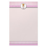 Ballet Teddy Bear Pink Candy Stripe Letterhead A4 Custom Stationery