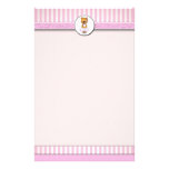 Ballet Teddy Bear Pink Candy Stripe Letterhead A4 Custom Stationery