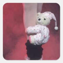 ballet toe shoes with teddy bear square sticker