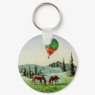BALLON & HORSES by SHARON SHARPE Key Chain by sharonsharpe
