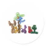 balloon animal group round stickers