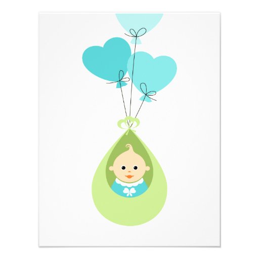Balloon Baby Shower Invitation Boy