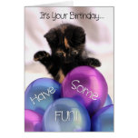 Balloon Birthday: Funny Kitten Birthday Card cards