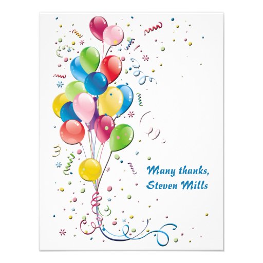Balloon Bouquet Personalized Thank You Notecard Personalized Invitations