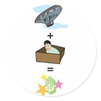 Balloon + Boy Hiding in Box = $$ Stardom $$ stickers