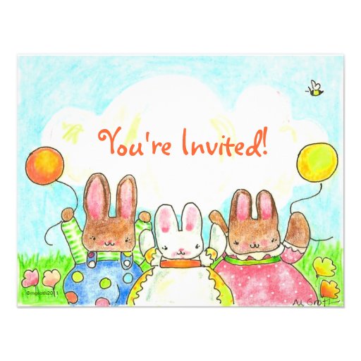 balloon bunny birthday invitation