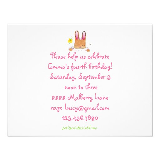 balloon bunny birthday invitation