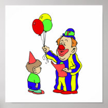 balloon clown & boy posters