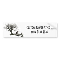 Balloon Clown Old Tree & Black Birds Original Bumper Stickers
