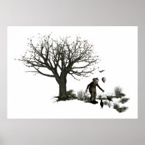 Balloon Clown Old Tree & Black Birds Original Poster