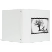Balloon Clown & Ravens By Creepy Tree - B&W 3 Ring Binder