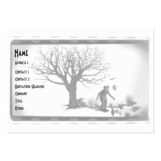 Balloon Clown & Ravens By Creepy Tree - B&W Business Card Templates (front side)