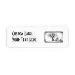 Balloon Clown & Ravens By Creepy Tree - B&W Custom Return Address Label