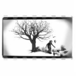 Balloon Clown &amp; Ravens By Creepy Tree - B&amp;W Photo Sculpture