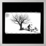 Balloon Clown & Ravens By Creepy Tree - B&W Posters