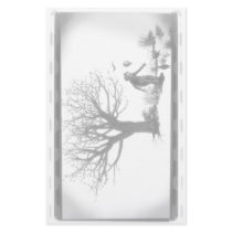 Balloon Clown & Ravens By Creepy Tree - B&W Stationery Design