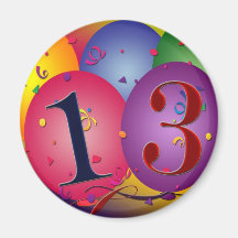 Balloon Decorations for 13th birthday Fridge Magnet