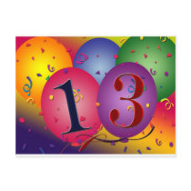 Balloon Decorations for 13th birthday Postcard