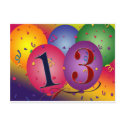 Balloon Decorations for 13th birthday postcards by perfectpostage Balloon Decorations for 13th birthday postcards