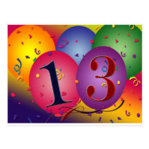 Balloon Decorations for 13th birthday Postcard