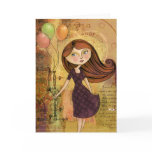 Balloon Girl Digital Collage Blank Greeting Card cards