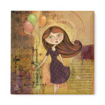 Balloon Girl Digital Collage Magnet magnets