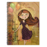 Balloon Girl Digital Collage Notebook notebooks