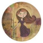 Balloon Girl Digital Collage Plate plates