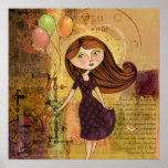 Balloon Girl Digital Collage Poster / Print posters