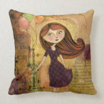 Balloon Girl Digital Collage Throw Pillow pillows