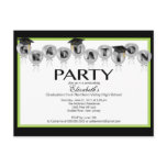 Balloon Graduation Party Invitation Black Grad Cap Post Card