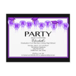 Balloon Graduation Party Invitation Purple Cap Postcard