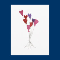 Balloon Hearts Postcard postcards