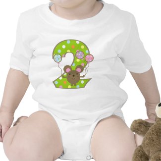 Balloon Mouse Green 2nd Birthday Baby Creeper shirt